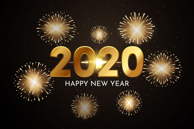 Fondo de fuegos artificiales año nuevo 2020