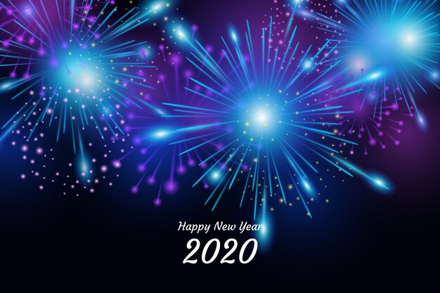 Fondo de fuegos artificiales año nuevo 2020