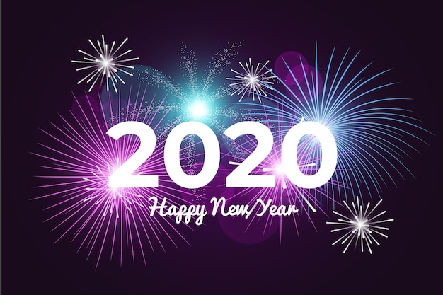 Fondo de fuegos artificiales año nuevo 2020