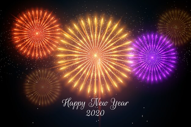 Fondo de fuegos artificiales año nuevo 2020