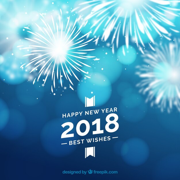 Fondo con fuegos artificiales en tonos azules para el año nuevo
