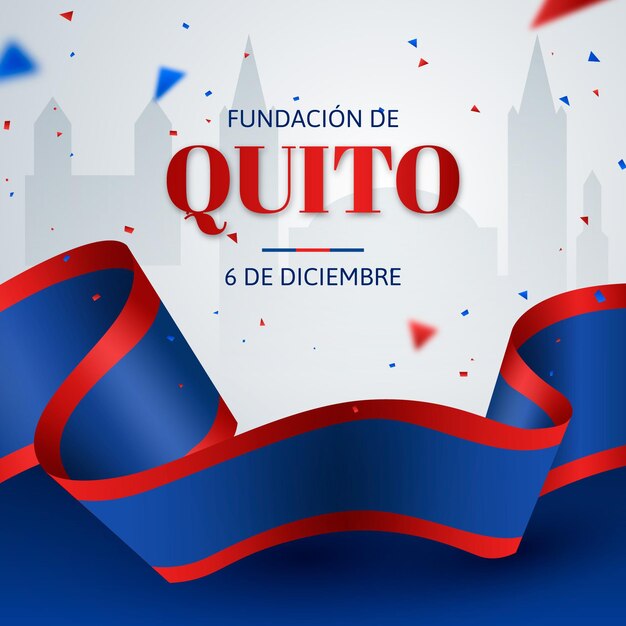 Fondo de la fundación de quito con confeti