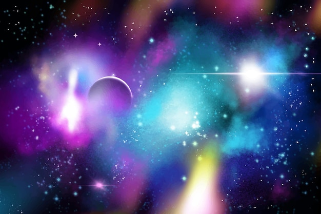 Fondo de galaxia acuarela pintada a mano