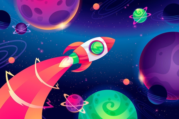 Vector gratuito fondo de galaxia colorida de dibujos animados