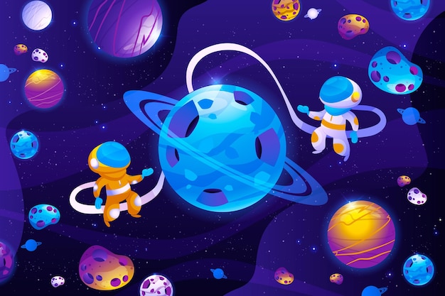 Fondo de galaxia colorida de dibujos animados