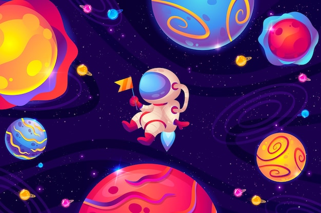 Fondo de galaxia colorida de dibujos animados