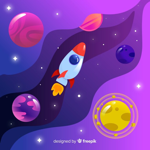 Fondo galaxia degradada con cohete
