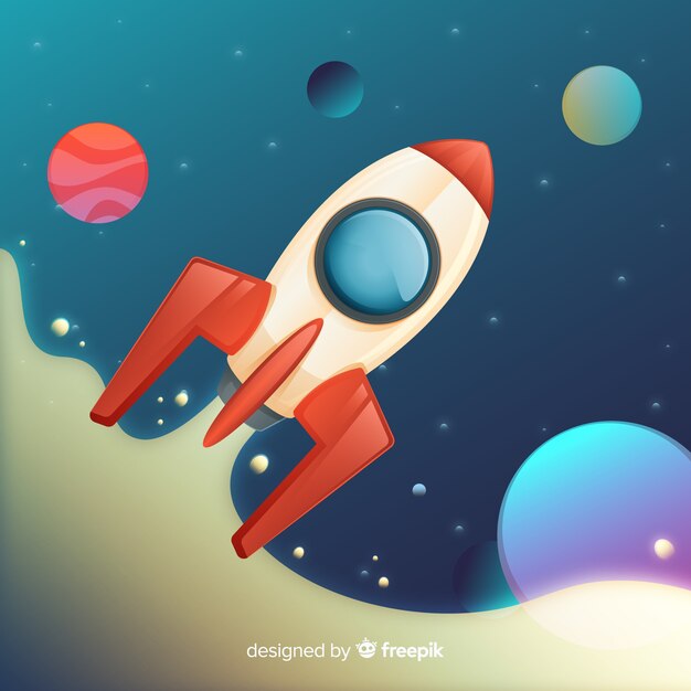 Fondo galaxia degradada con un cohete