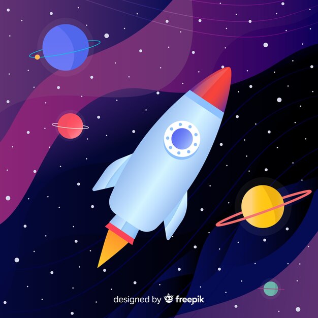 Fondo galaxia degradada con un cohete
