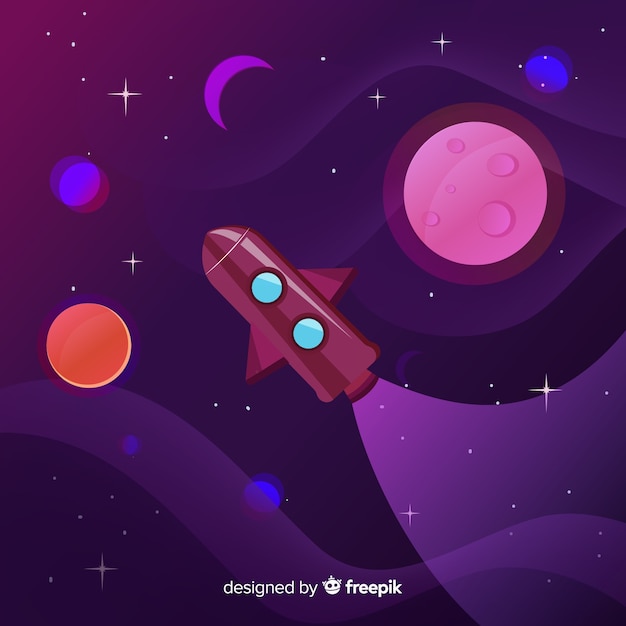 Vector gratuito fondo galaxia degradada con un cohete