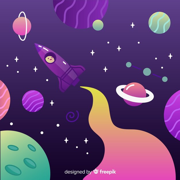 Fondo galaxia degradada con un cohete