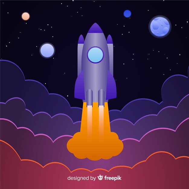 Fondo galaxia degradada con un cohete