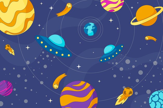 Fondo de la galaxia dibujado a mano