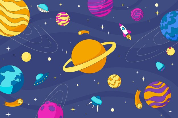 Fondo de la galaxia dibujado a mano