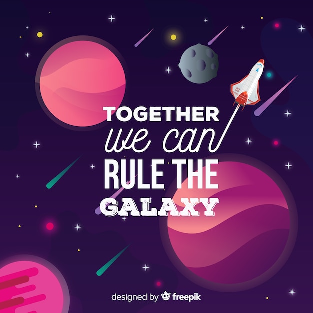 Vector gratuito fondo de galaxia con diseño de cita