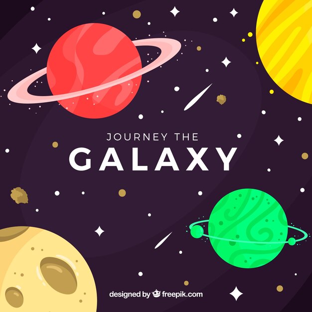 Fondo de galaxia en diseño plano 