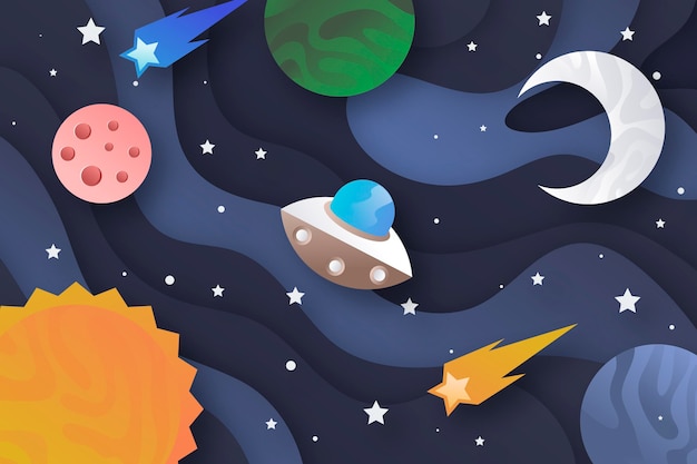 Fondo de galaxia de estilo de papel