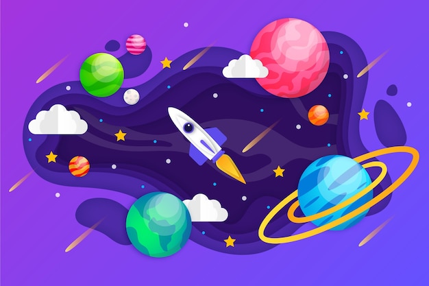 Fondo de galaxia de estilo de papel