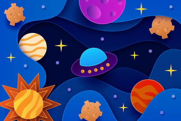 Fondo de galaxia de estilo de papel