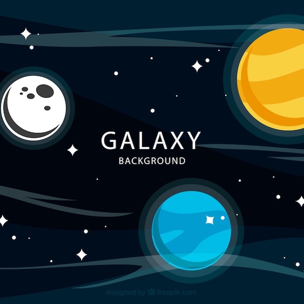 Fondo de galaxia con planetas de colores