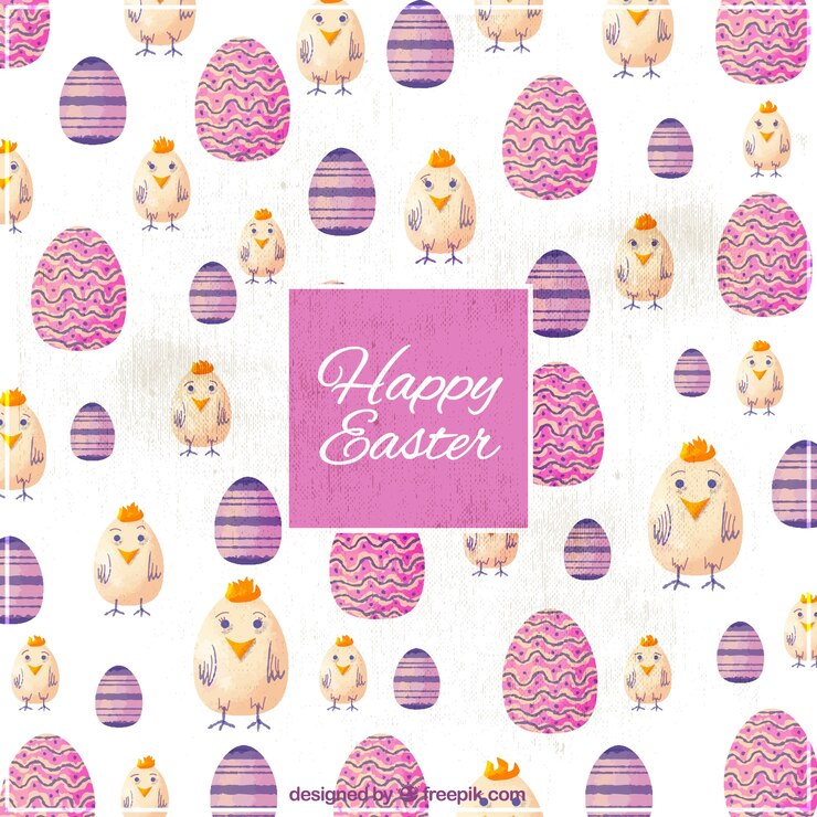 Vector gratuito fondo de gallina adorable con huevos de pascua en estilo vintage