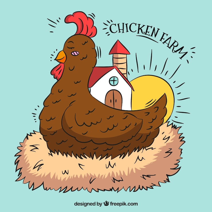 Vector gratuito fondo de gallina en un nido dibujado a mano