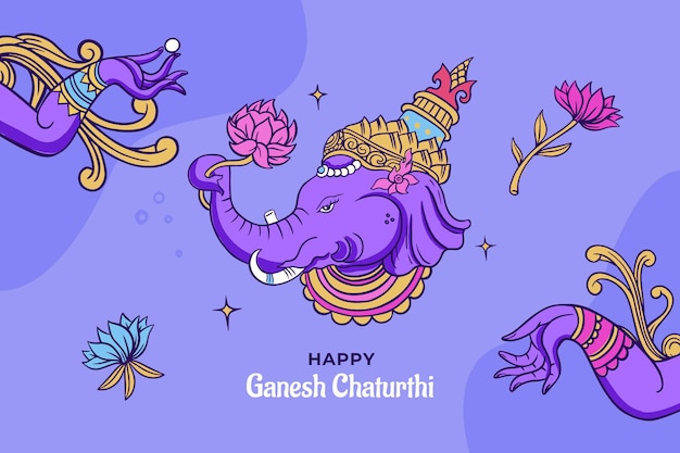 Fondo de ganesh chaturthi dibujado a mano