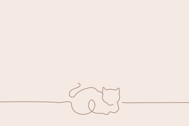 Fondo de gato mínimo, vector de ilustración de arte lineal