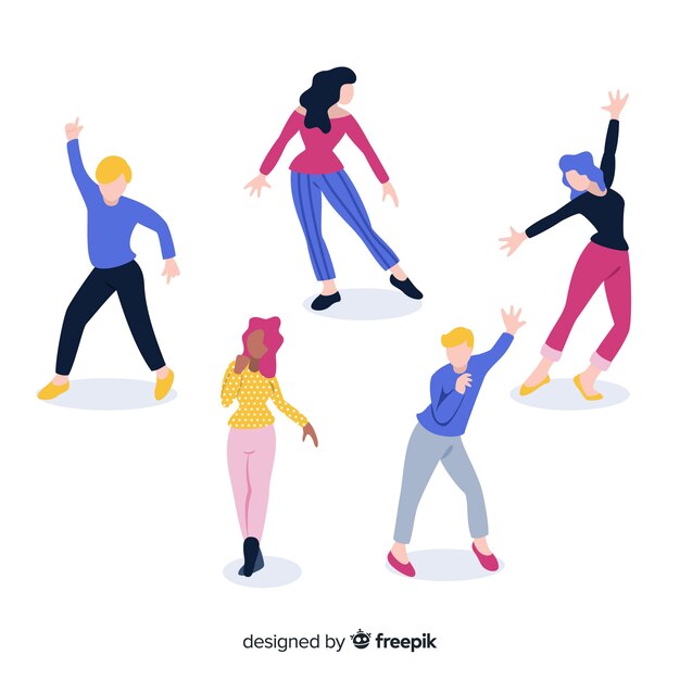 Fondo gente bailando dibujada a mano