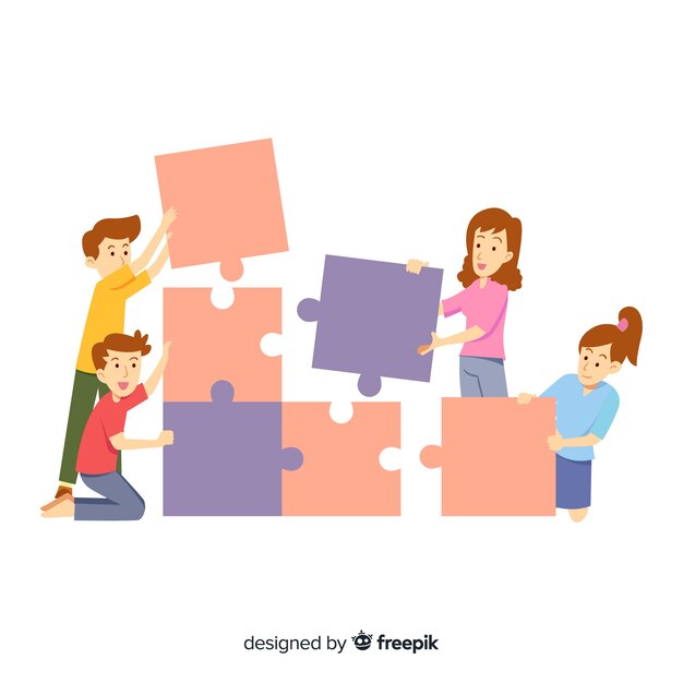 Fondo gente haciendo puzzle juntos