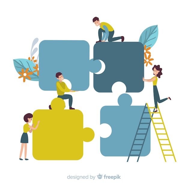 Fondo gente haciendo puzzle juntos