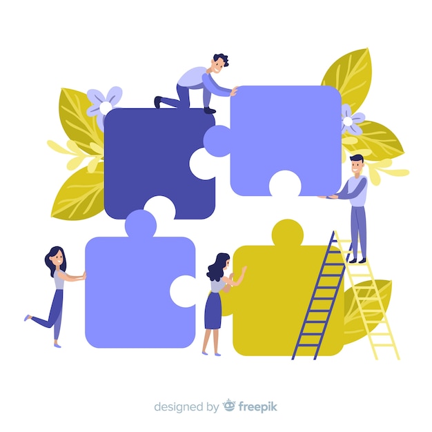 Fondo gente haciendo puzzle juntos