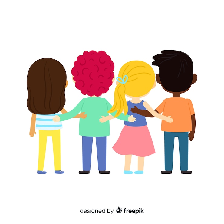 Vector gratuito fondo de gente joven abrazándose junta