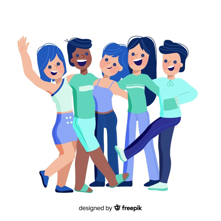 Vector gratuito fondo de gente joven abrazándose junta