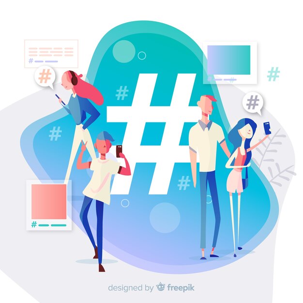 Fondo gente joven concepto hashtag