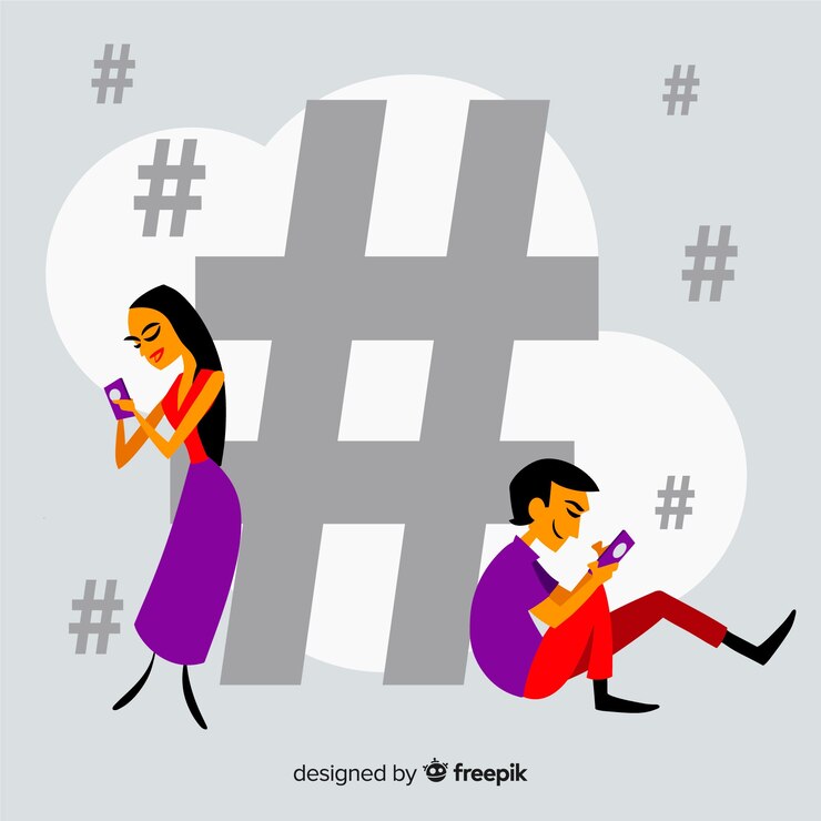 Vector gratuito fondo gente joven concepto hashtag