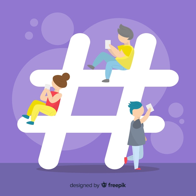 Vector gratuito fondo gente joven concepto hashtag