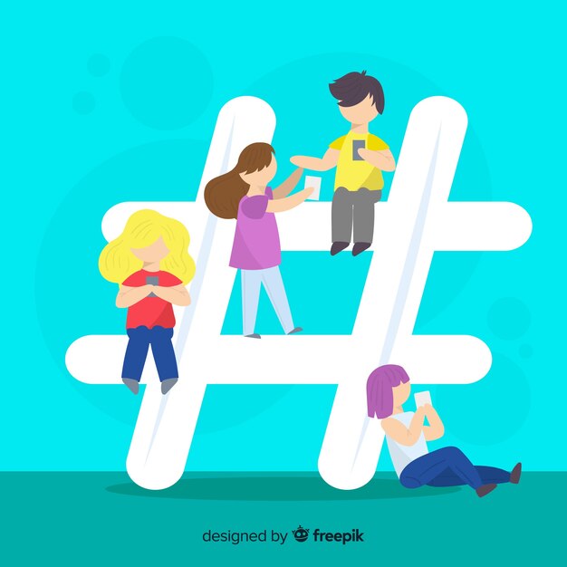 Fondo gente joven concepto hashtag