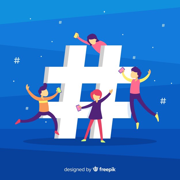 Fondo gente joven concepto hashtag