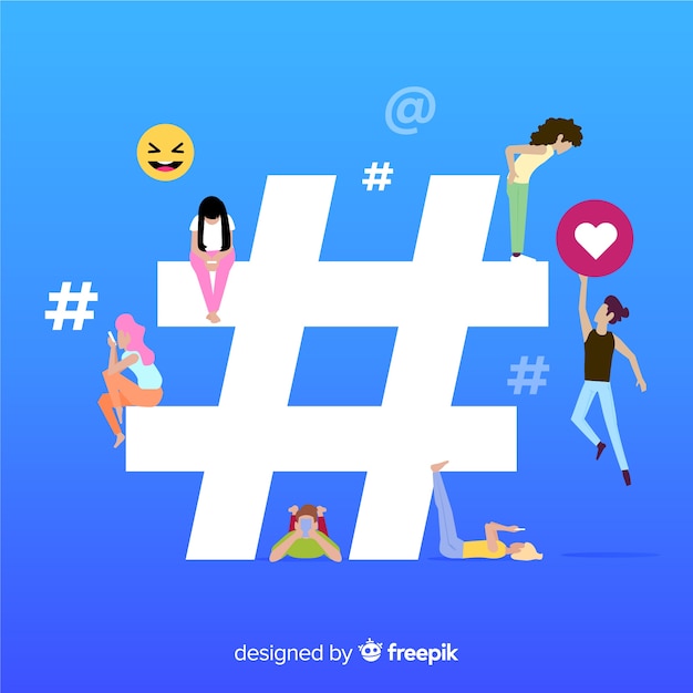 Fondo gente joven concepto hashtag