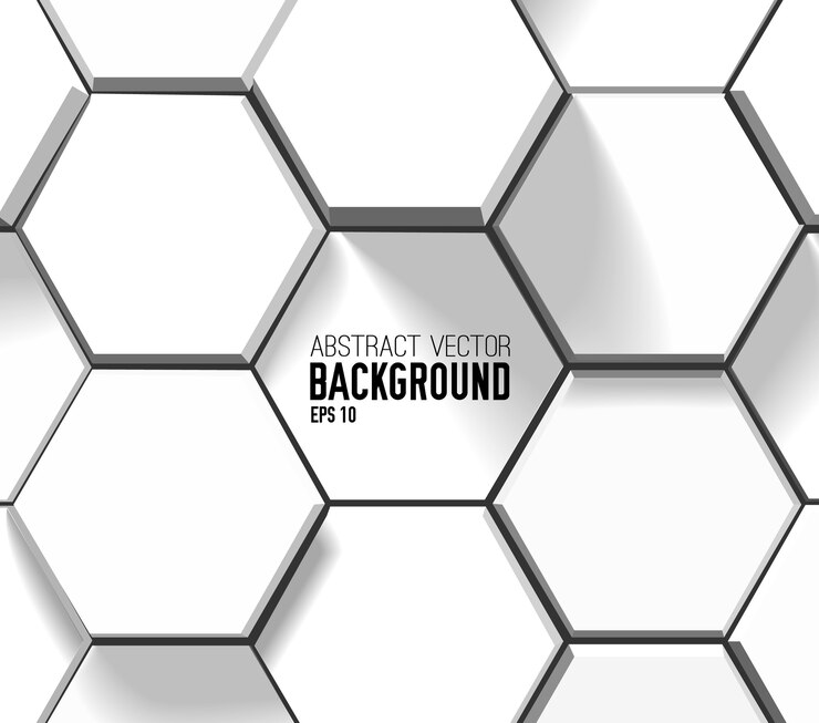 Vector gratuito fondo geométrico claro abstracto con hexágonos 3d blancos en estilo mosaico