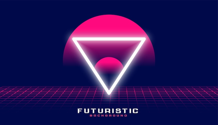 Vector gratuito fondo geométrico de cuadrícula científica y digital con marco de neón