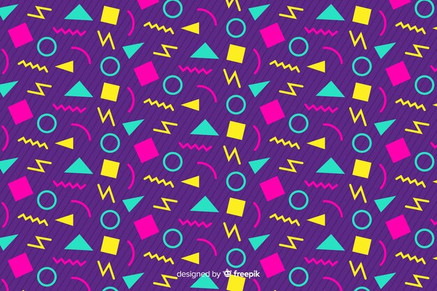 Fondo geométrico con estilo retro de los años 80s