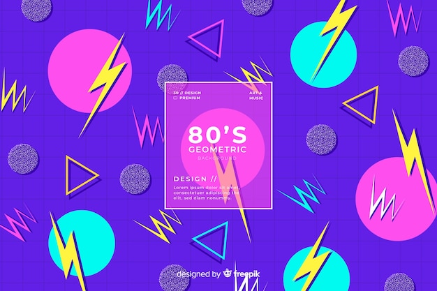 Fondo geométrico con estilo retro de los años 80s