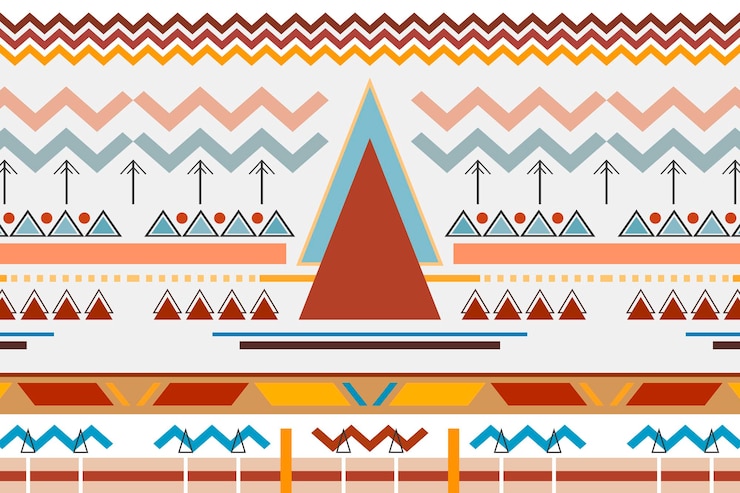 Vector gratuito fondo geométrico étnico, vector patrón, diseño colorido transparente