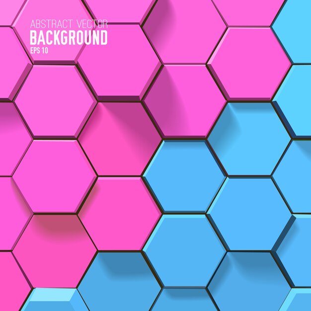 Fondo geométrico con hexágonos rosados y azules