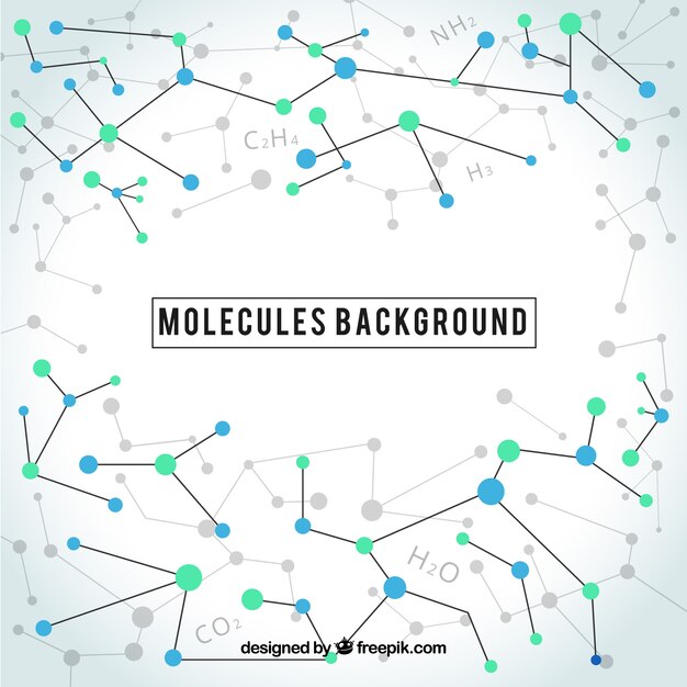 Fondo geométrico de moléculas en diseño plano