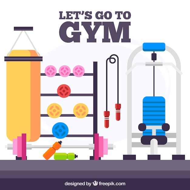 Fondo de gimnasio de deporte con máquinas de ejercicio