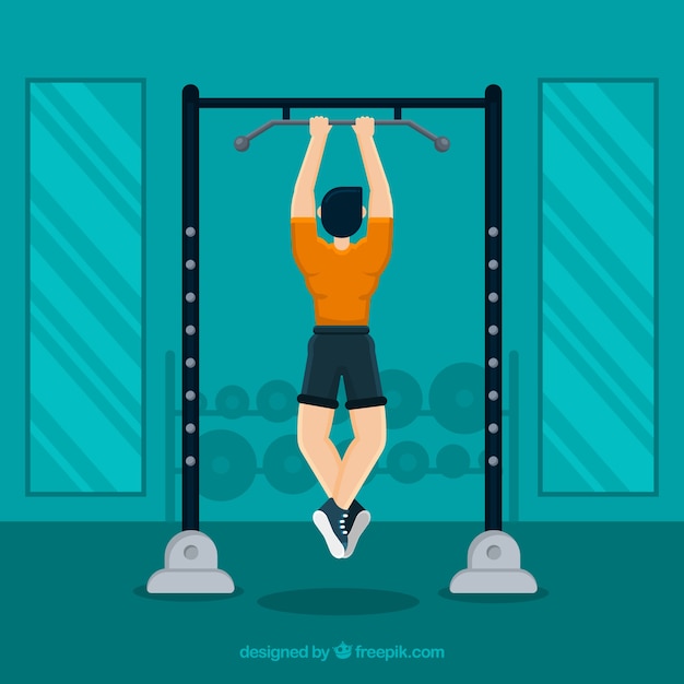 Vector gratuito fondo de gimnasio de deporte con personas entrenando