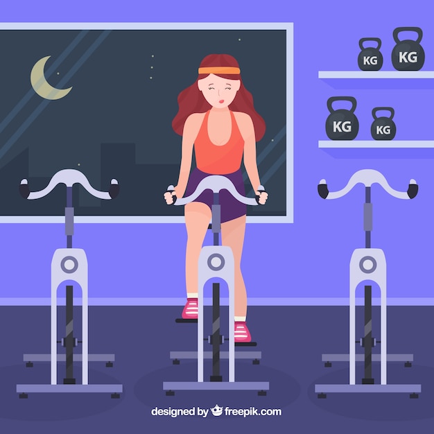 Vector gratuito fondo de gimnasio de deporte con personas entrenando